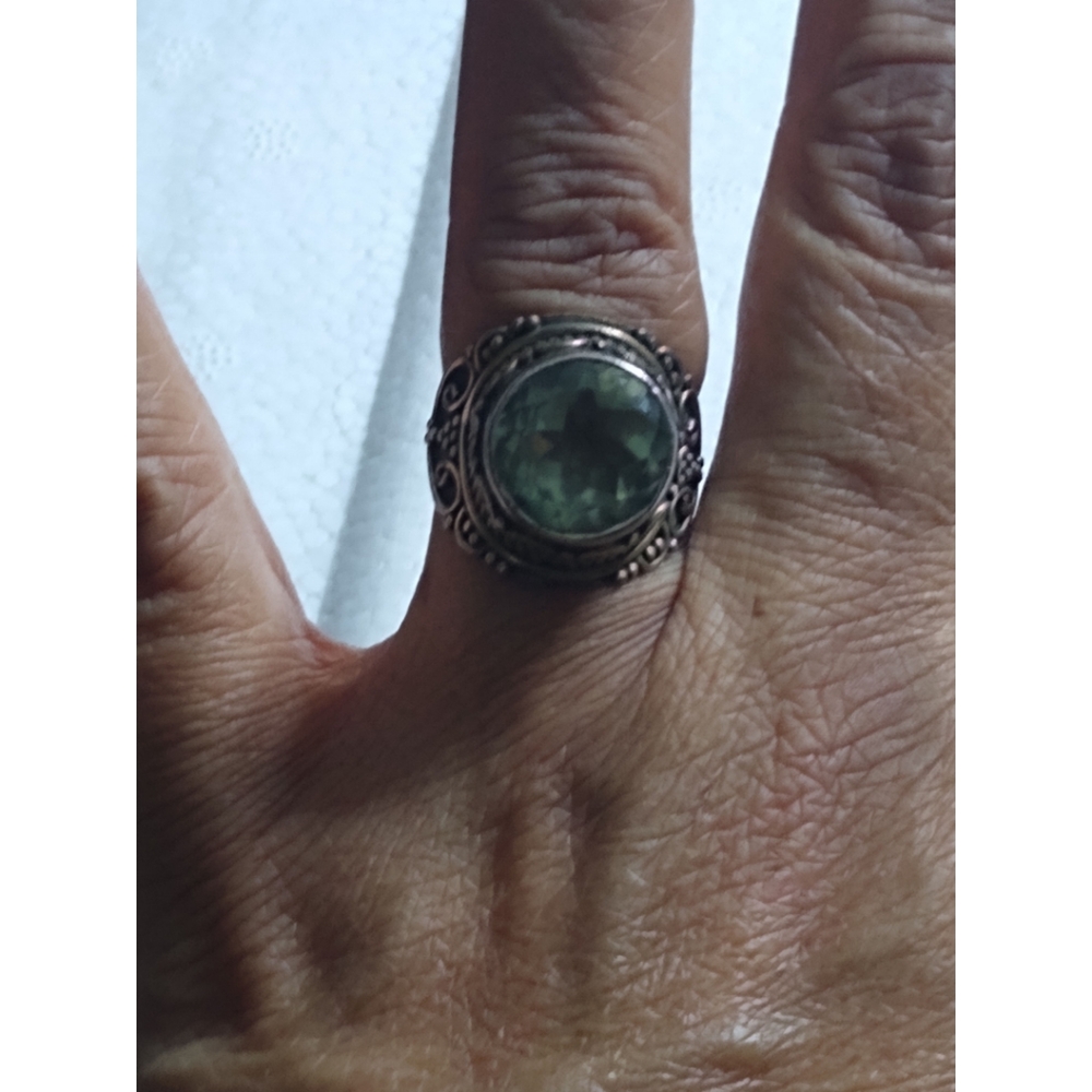Sterling Silver Ring with Green Amethyst G…